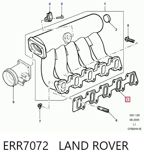 Прокладка впускного колектора ERR7072 Land Rover