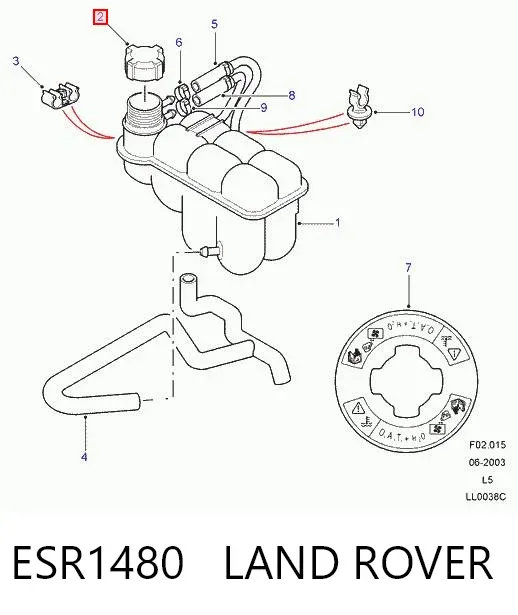 Кришка розширювального бачка ESR1480 Land Rover