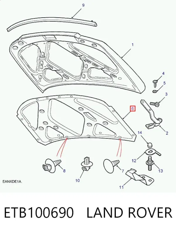 Шумоізоляція капота ETB100690 Land Rover