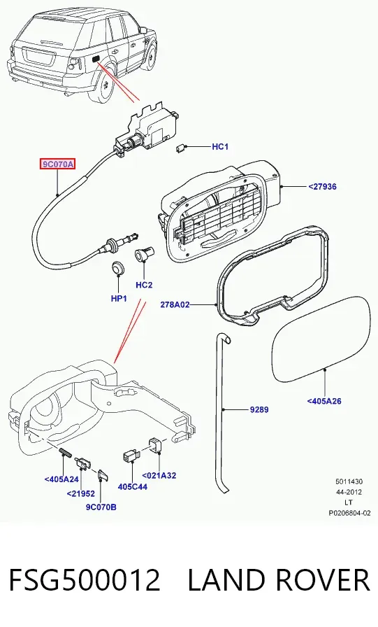 Замок відкривання лючка бензобаку FSG500012 Land Rover