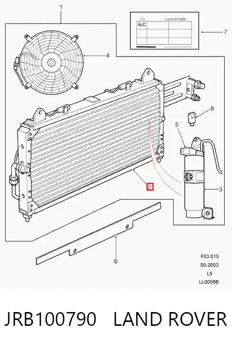 Радіатор кондиціонера JRB100790 Land Rover