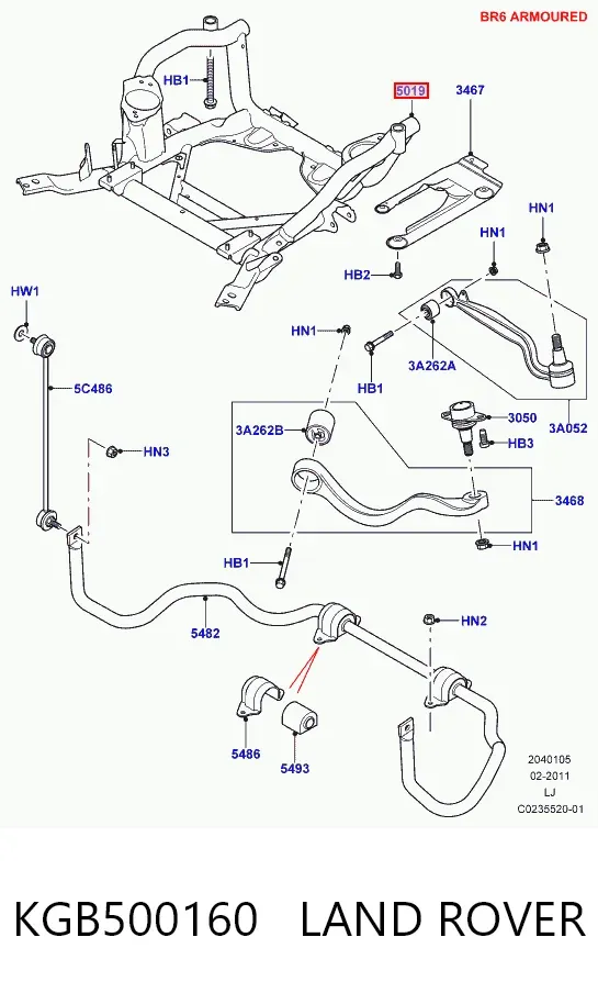 Підрамник передній KGB500160 Land Rover