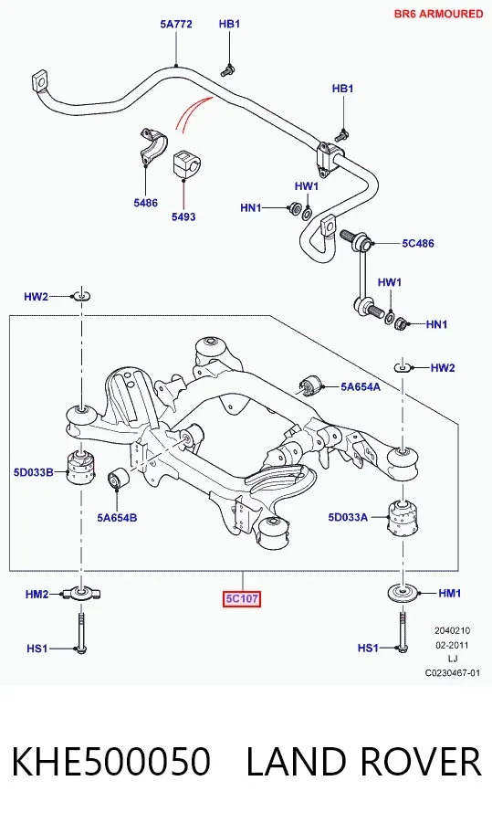 Балка задня KHE500050 Land Rover