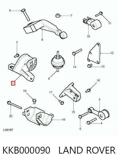 Подушка (опора) двигуна, ліва KKB000090 Land Rover