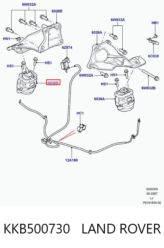Подушка (опора) двигуна, права Land Rover Range Rover III