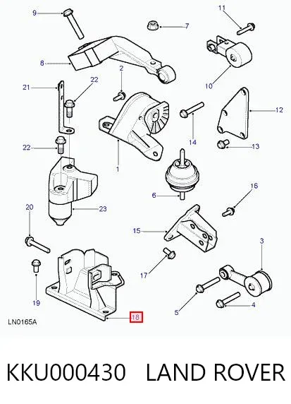 Кронштейн подушки (опори) двигуна, лівої KKU000430 Land Rover