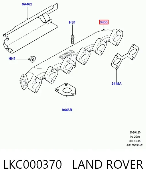 Випускний колектор LKC000370 Land Rover