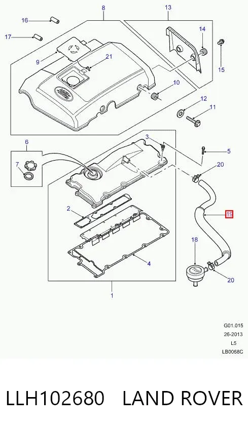 Патрубок вентиляції картера LLH102680 Land Rover