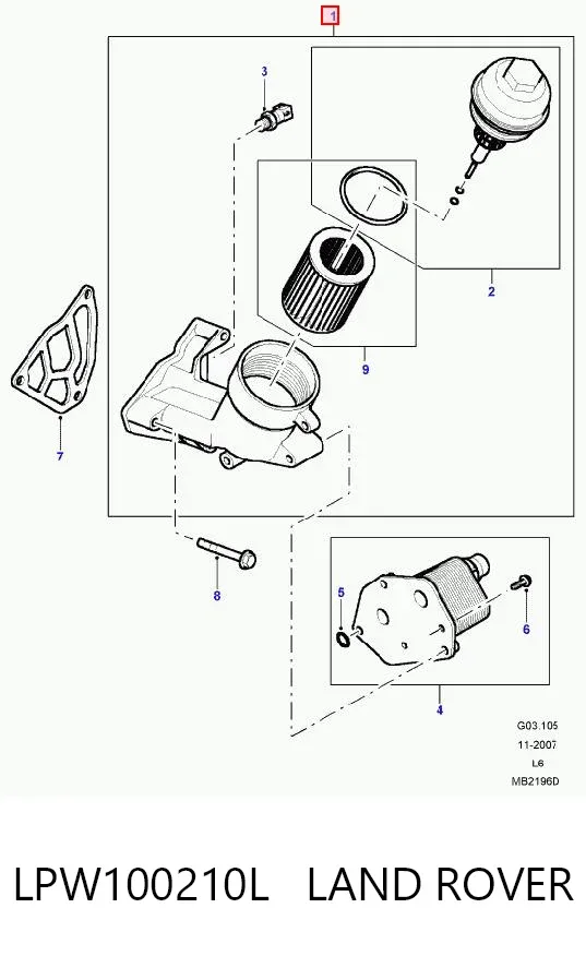 Корпус масляного фільтра LPW100210L Land Rover