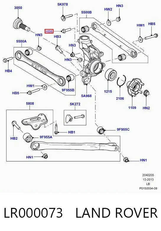 Болт кріплення амортизатора переднього LR000073 Land Rover