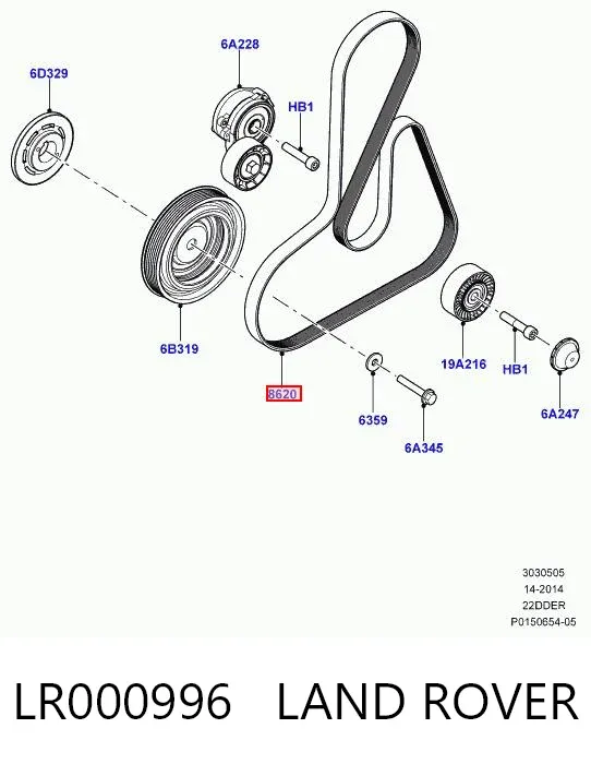 Ремінь генератора LR000996 Land Rover