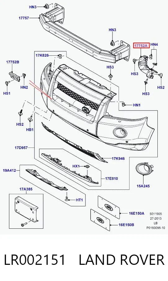 Кронштейн бампера переднього, правий LR002151 Land Rover