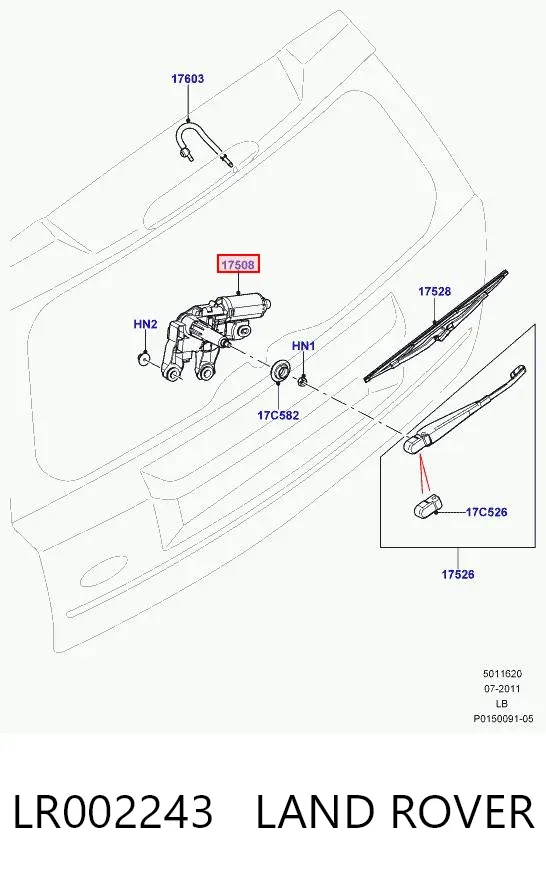 Моторчик заднього склоочисника LR002243 Land Rover