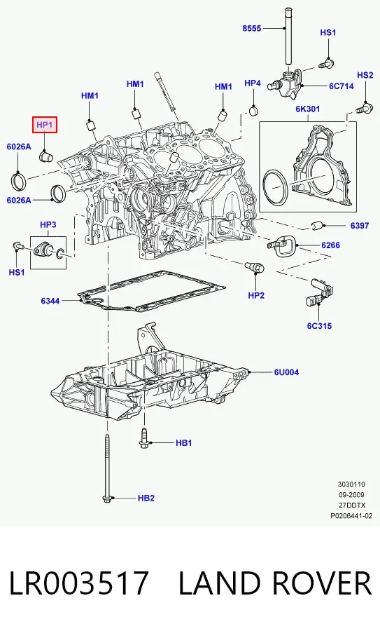 Заглушка блоку циліндрів Land Rover Range Rover SPORT I