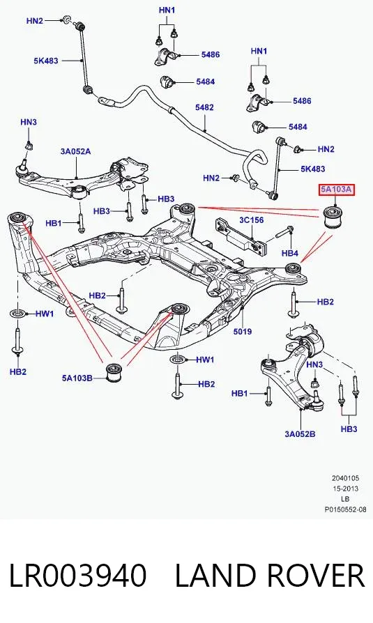 Сайлентблок передній балки/підрамника LR003940 Land Rover
