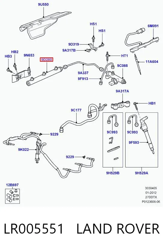 Розподільник палива (рампа) правий LR005551 Land Rover