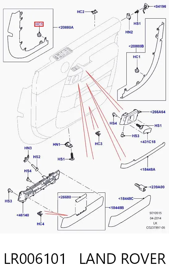 Пістон (кліп) кріплення обшивки дверей LR006101 Land Rover
