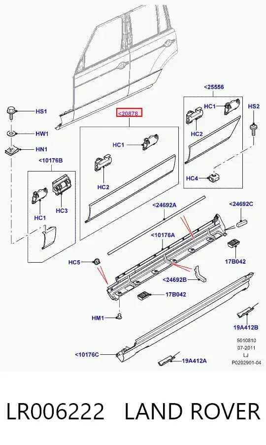 Молдинг передньої лівої двері, нижній LR006222 Land Rover