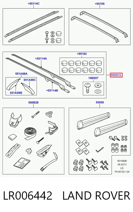 Рейлінг даху, комплект LR006442 Land Rover
