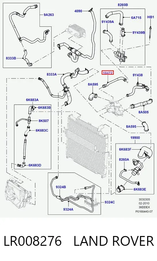Патрубок термостата LR008276 Land Rover