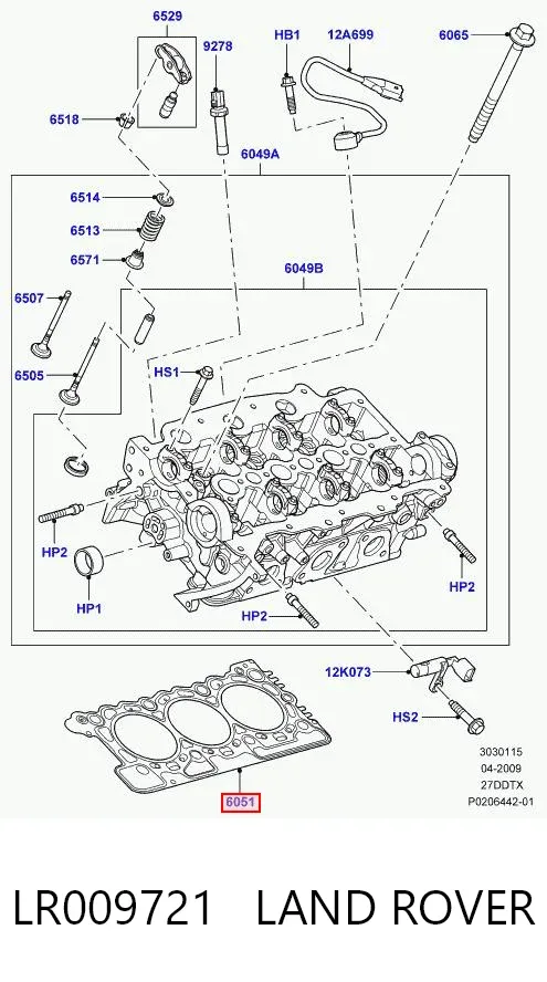 Прокладка ГБЦ LR009721 Land Rover