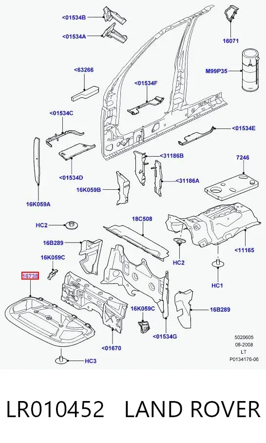Шумоізоляція капота LR010452 Land Rover