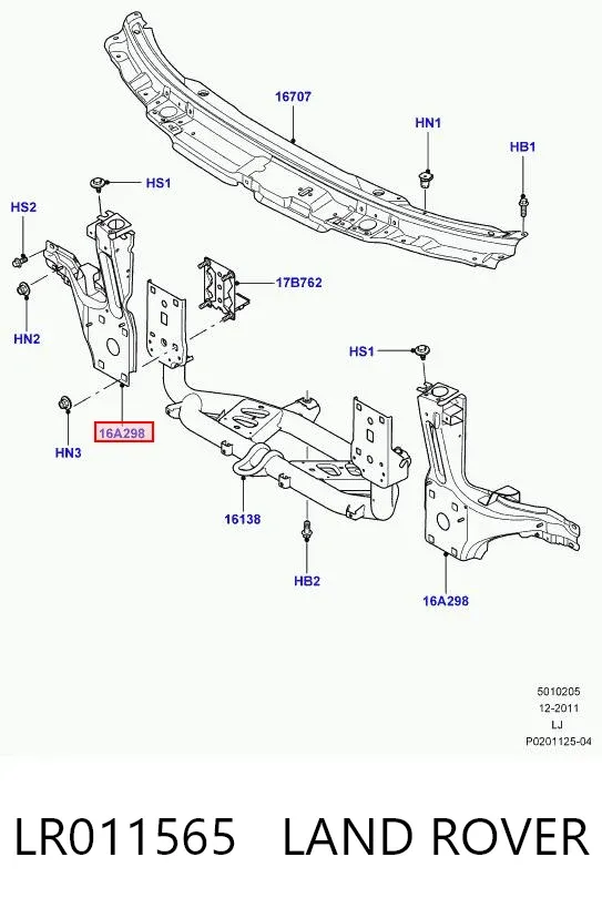 Супорт радіатора правий/монтажна панель кріплення фар LR011565 Land Rover