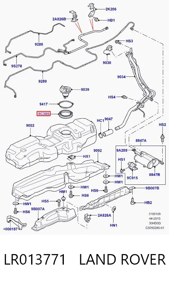 Фланець кріплення паливного насоса в баку LR013771 Land Rover