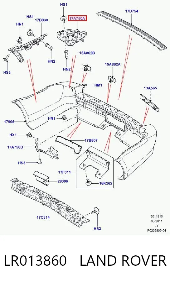 Кронштейн бампера заднього, лівий LR013860 Land Rover