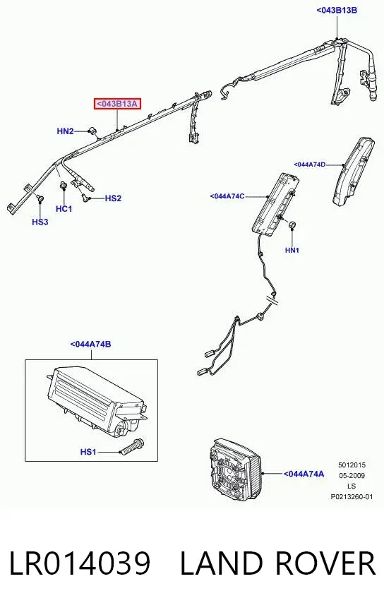 Подушка безпеки, збоку, ліва, AIRBAG LR014039 Land Rover