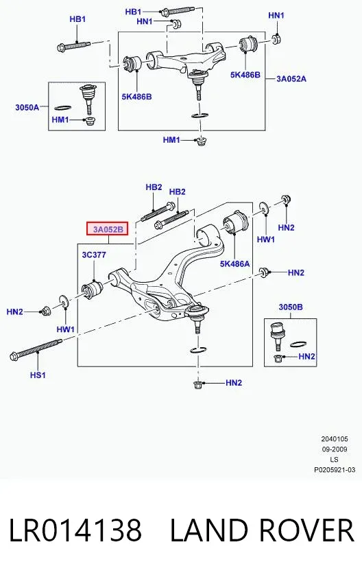 Важіль передньої підвіски нижній, лівий LR014138 Land Rover