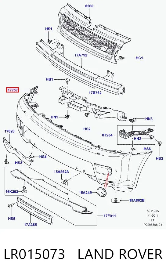 Передній бампер LR015073 Land Rover