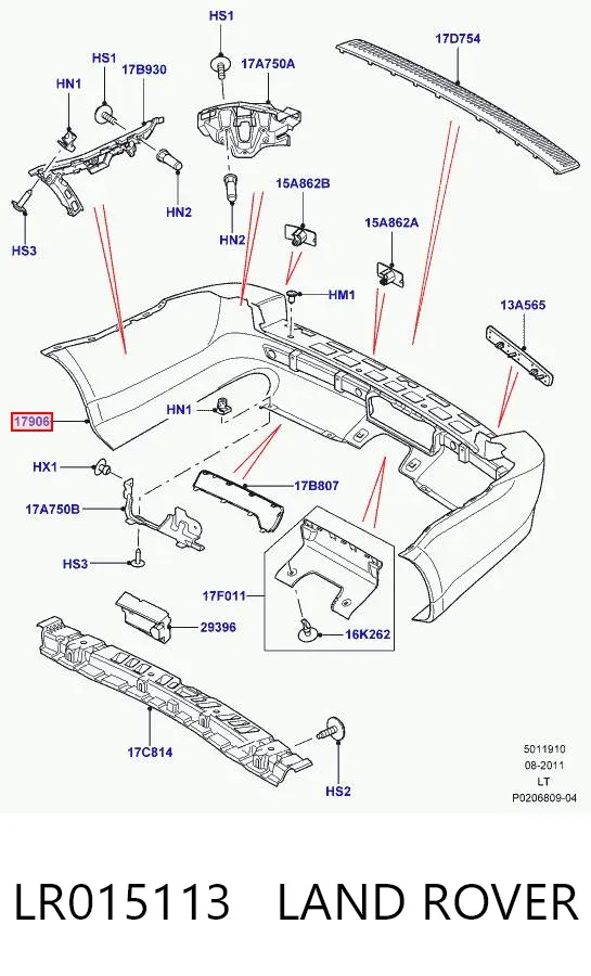 Задній бампер LR015113 Land Rover