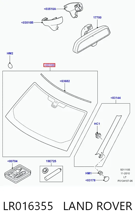 Лобове скло LR016355 Land Rover
