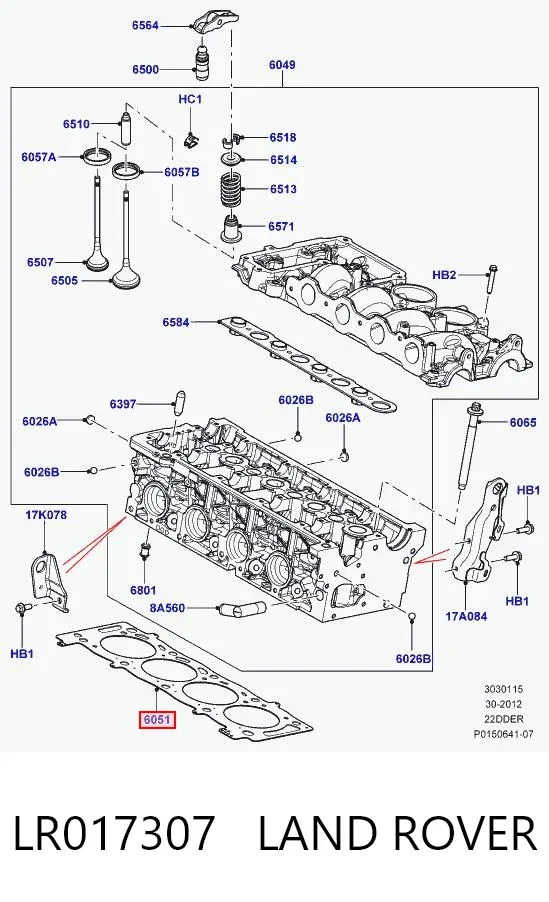 Прокладка ГБЦ LR017307 Land Rover