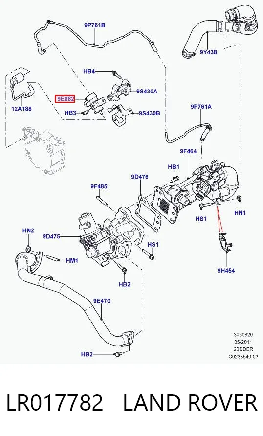 Клапан перетворювач тиску наддуву (соленоїд) LR017782 Land Rover