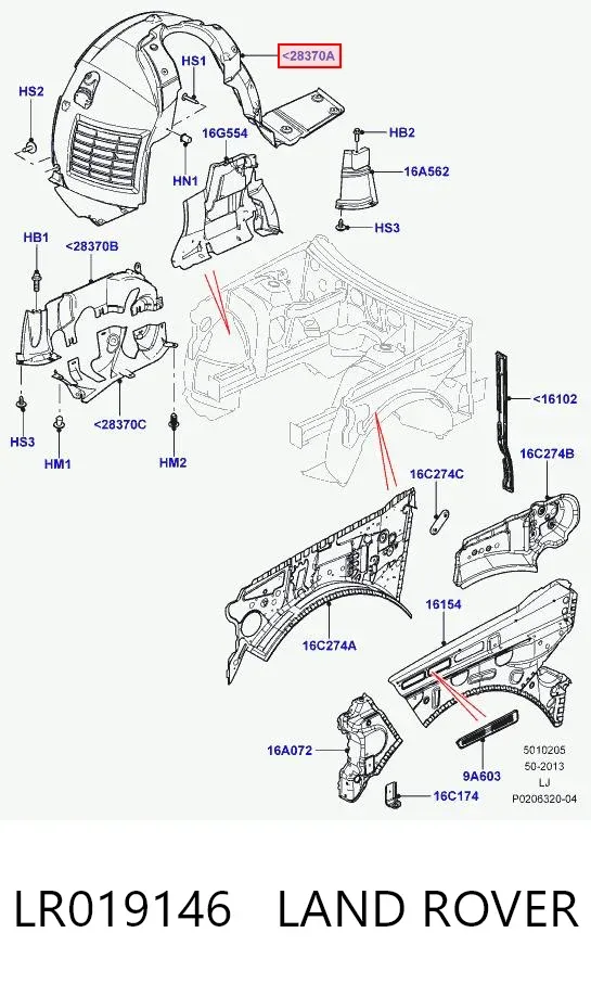 Підкрилок передній правий LR019146 Land Rover