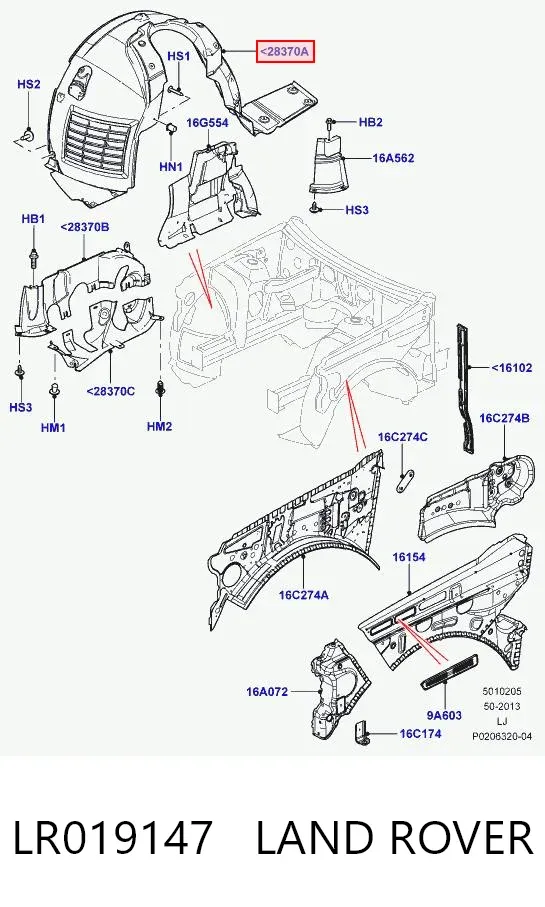 Підкрилок передній лівий LR019147 Land Rover