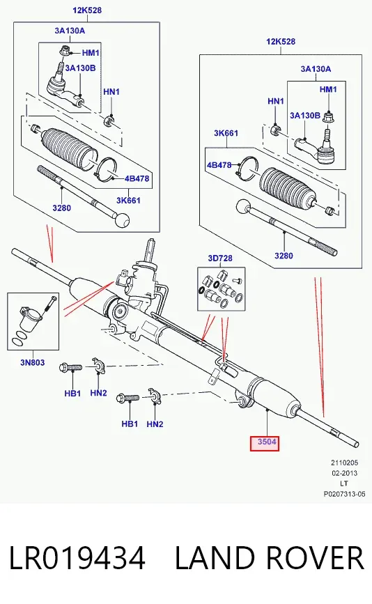 Рульова рейка LR019434 Land Rover