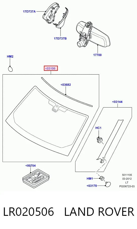 Лобове скло LR020506 Land Rover