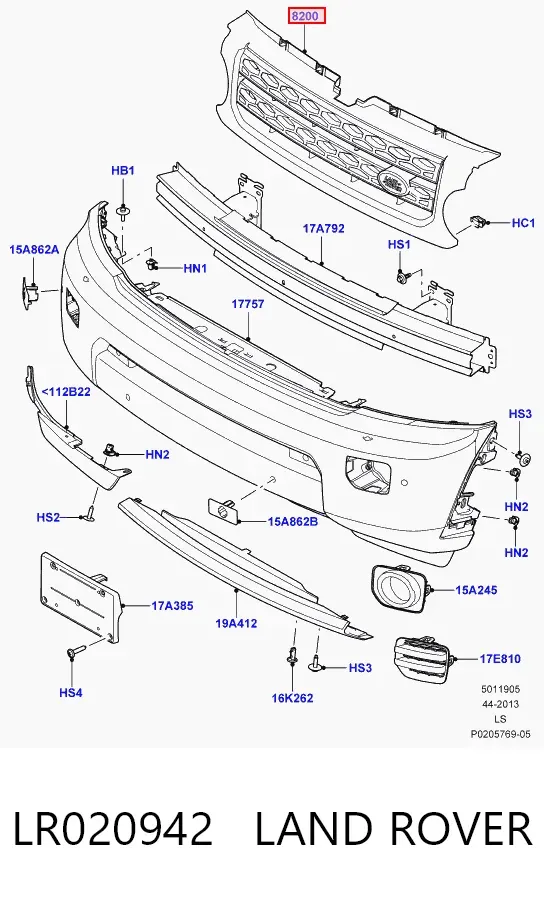 Решітка радіатора LR020942 Land Rover