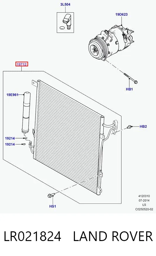 Радіатор кондиціонера LR021824 Land Rover