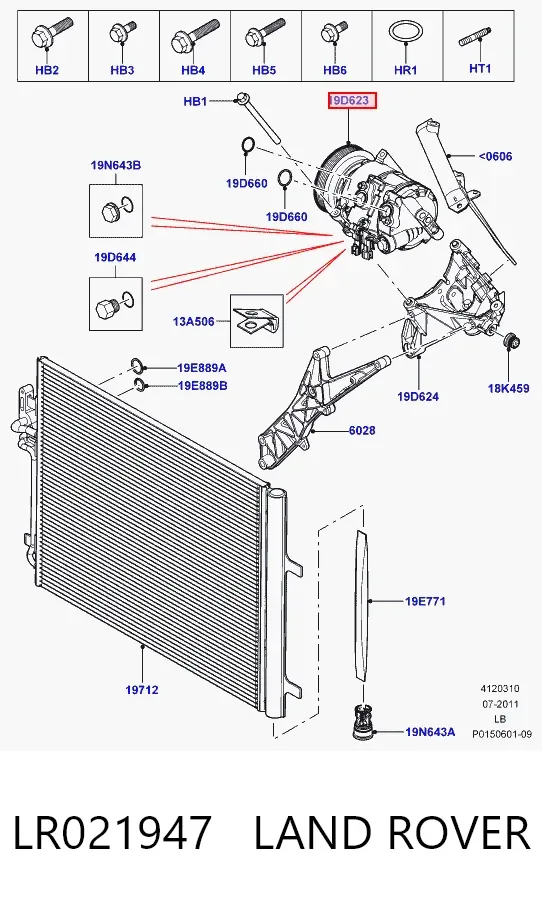 Компресор кондиціонера LR021947 Land Rover