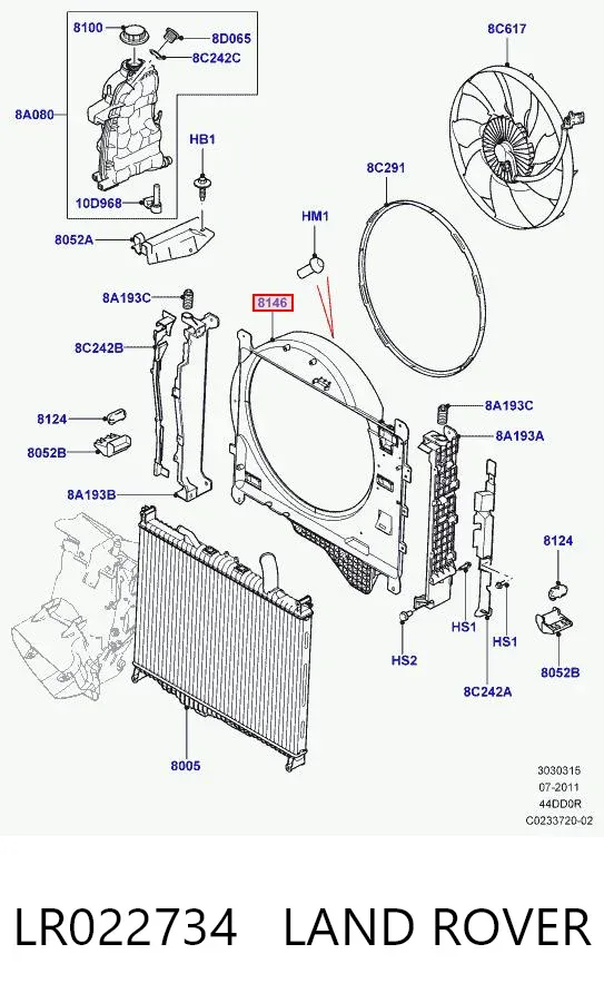 Дифузор (кожух) радіатора охолодження Land Rover Range Rover III