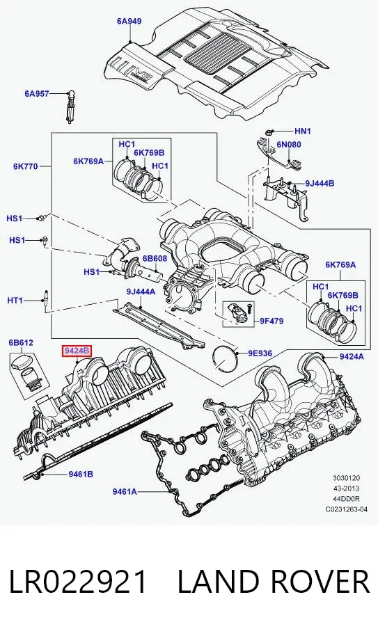 Колектор впускний, правий LR022921 Land Rover