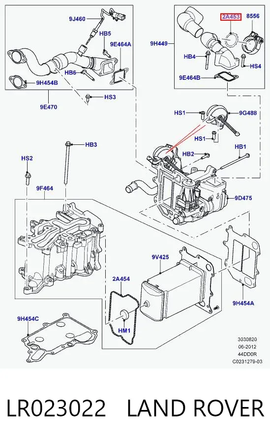 Прокладка колектора Land Rover Range Rover III