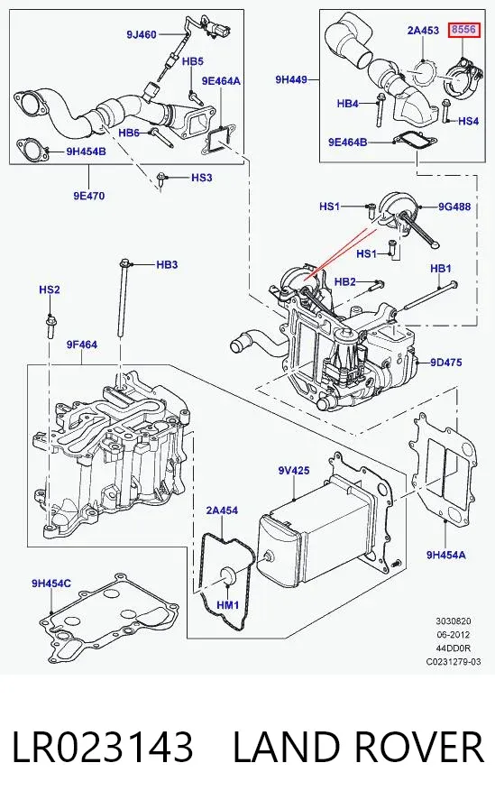 Хомут патрубка клапана EGR LR023143 Land Rover