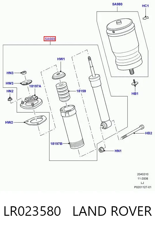 Амортизатор задній, лівий LR023580 Land Rover