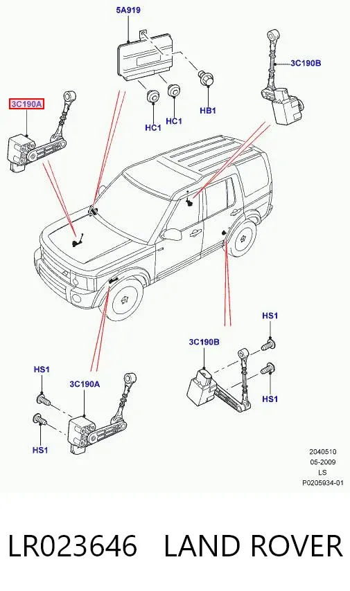 Датчик рівня положення кузова, передній LR023646 Land Rover