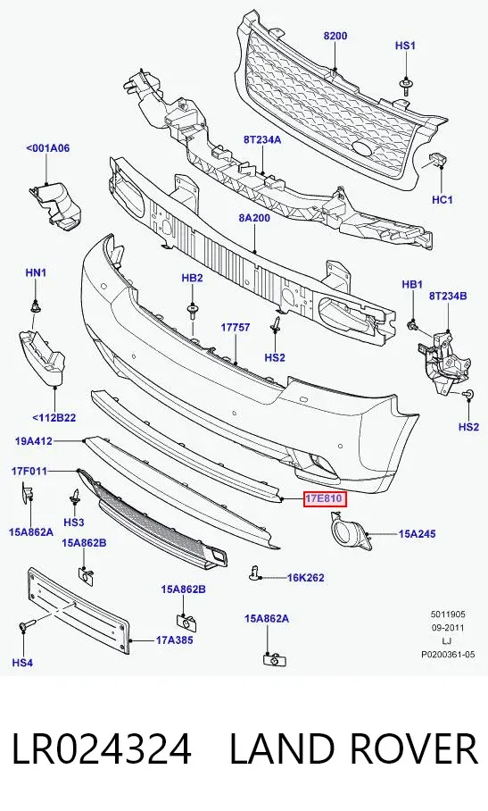 Накладка бампера переднього LR024324 Land Rover